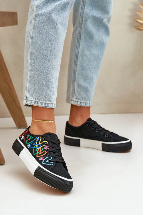 Dámské Tenisky Srdce Černé Fonirea