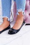 Vices | Lakované černé dámské baleríny s květem Neli