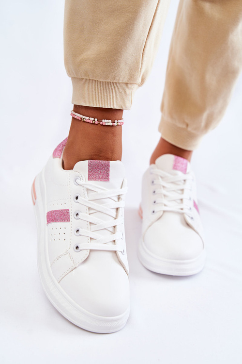 Dámská sportovní obuv, vázaná Bílá a růžová Otylia