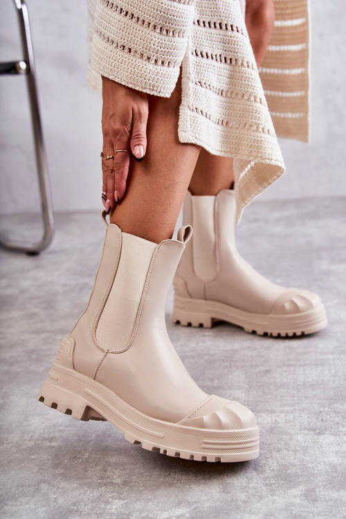 Klasické vysoké vrecká bassti béžové topánky