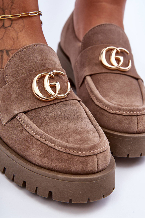 Dámské semišové polobotky s ozdobou tmavě béžová Rosefalls