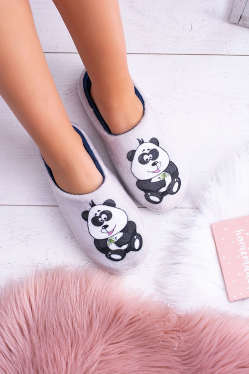 Dreex Plyšové Papuče šedé Panda