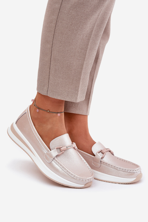 Dámske Kožené Mokasíny S.Barski GR51-598 Perlová Ružová