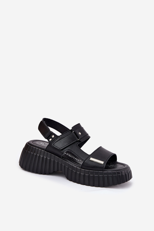 Kožené Dámské Sandály Na Platformě Černé Mertella