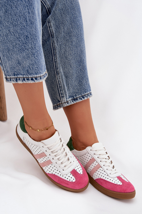 Kožené perforované dámské tenisky Zazoo N1318 Bílomodré