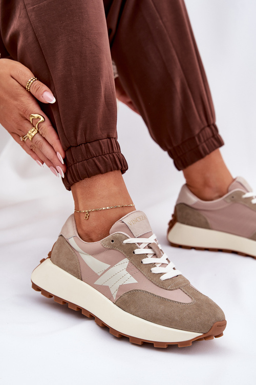 Dámske Semišové Športové Topánky Na Platforme Vinceza 66720 Béžové