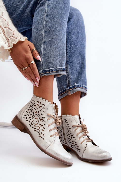 Zazoo 2871 Dámské Botky Šněrovací Stříbrné