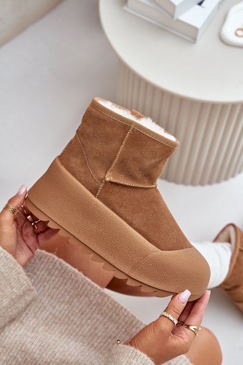 Zateplené semišové sněhule na platformě Big Star OO274A212 Hnědé