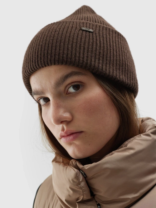 Zimní dámská čepice 4F 4FAW23ACAPF293-80S Hnědá