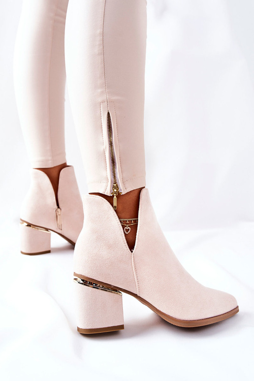 Dámské Semišové Boty S Výřezy Béžové Noel