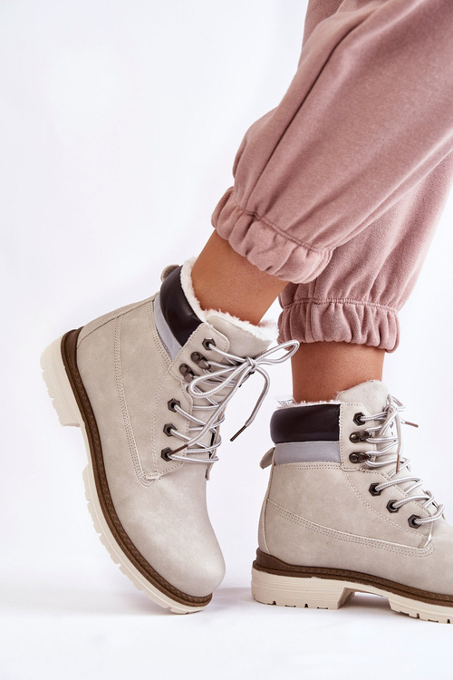 Dámské zateplené kozačky světle šedé Lonne