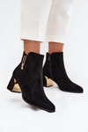 Dámské kotníkové boty na podpatku se zlatými detaily černé Kalivra