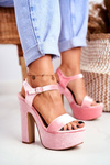 Vysoká Růžová Obuv Na Vysokém Samet HighShoes