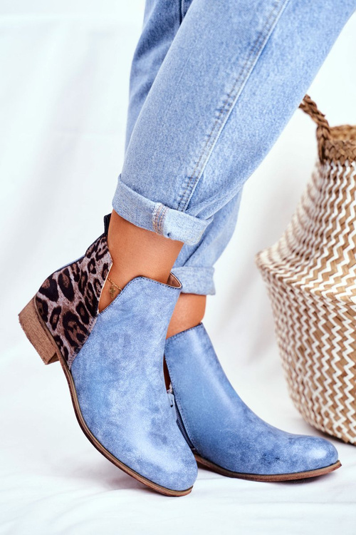 Dámské Kotníkové Boty na nízkém Podpatku Jarní Modré Viva