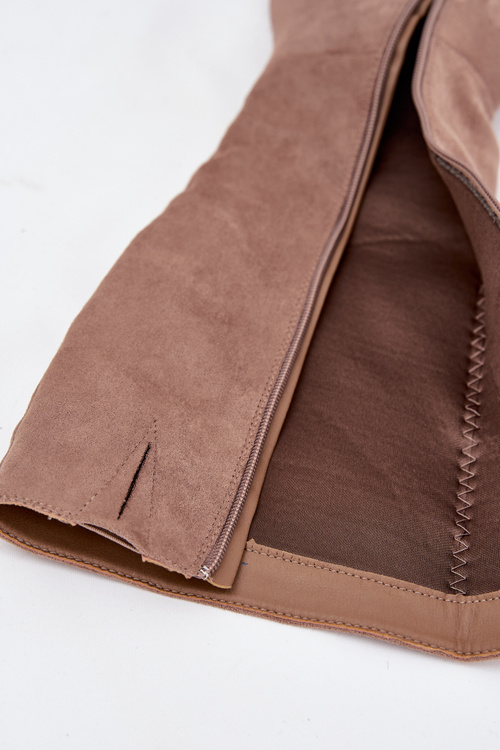 Dámské kozačky na podpatku se zlatým prvkem béžové Nivarae