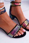 Dámske sandále na Lu Boo Post Iridescenting čierne flitre Tindal