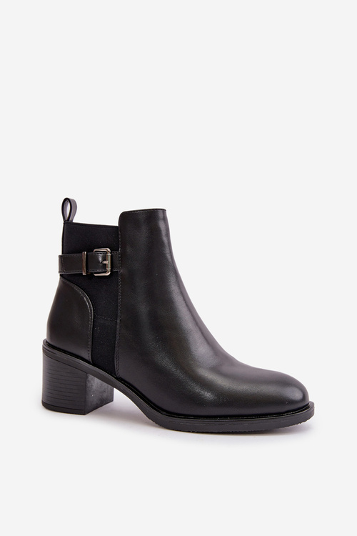 Dámske zimné zateplené topánky na opätku s prepojením Čierne Nevillira