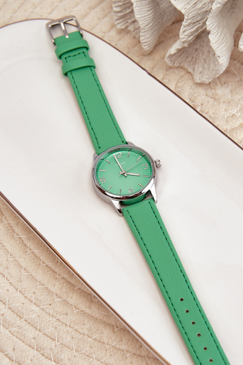 Dámské hodinky na ekokoženém řemínku zelené Ernest E62177