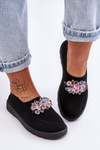 Dámské Slip-on Tenisky s Kameny Černá Simple