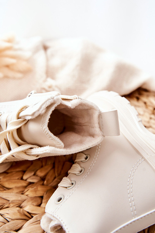 Dětské Kožené Zateplené Tenisky Světle Béžové Bomi