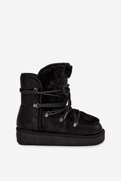 Dámské sněhule na platformě s kožešinou D.Franklin DFSH37005 Černé