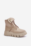 Zazoo 60511 Kožené Boty Dámské Na Platformě Zateplené Béžové