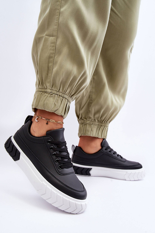 Klasické sportovní boty na platformě černo-bílé Nannzie