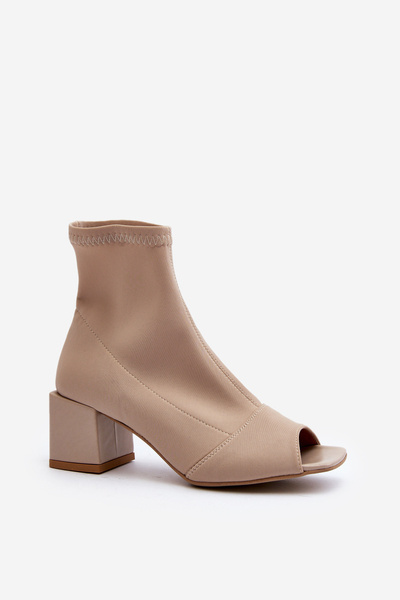 Zazoo 2876 Dámske topánky na vysokom opätku s otvorenými špičkami Beige
