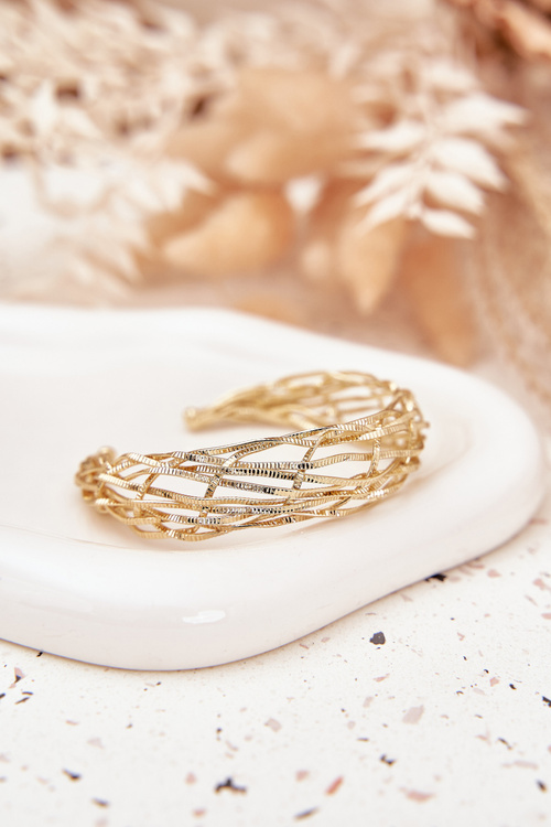 Pevný náramek ze chirurgické oceli zlatý