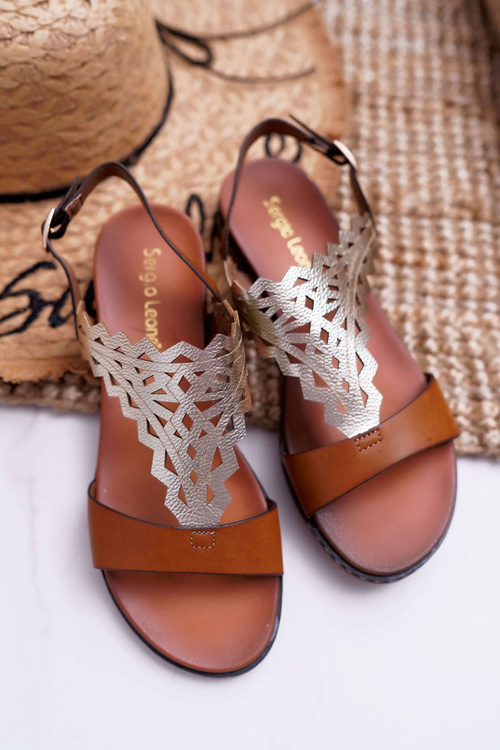 Dámské Sandály Ploché Sergio Leone SK011 Camel Lirielle