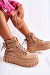 Módne ženské topánky na platforme s béžovým pásom Laba Belt