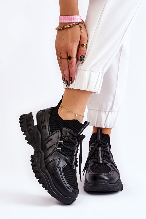 Dámské ponožkové nazouvací sportovní boty Černá Berna