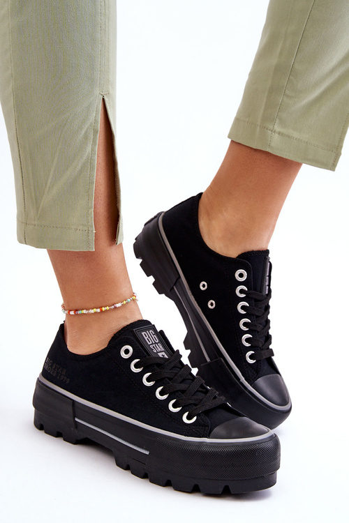 Materiálne tenisky na čiernej platforme Big Star LL274149