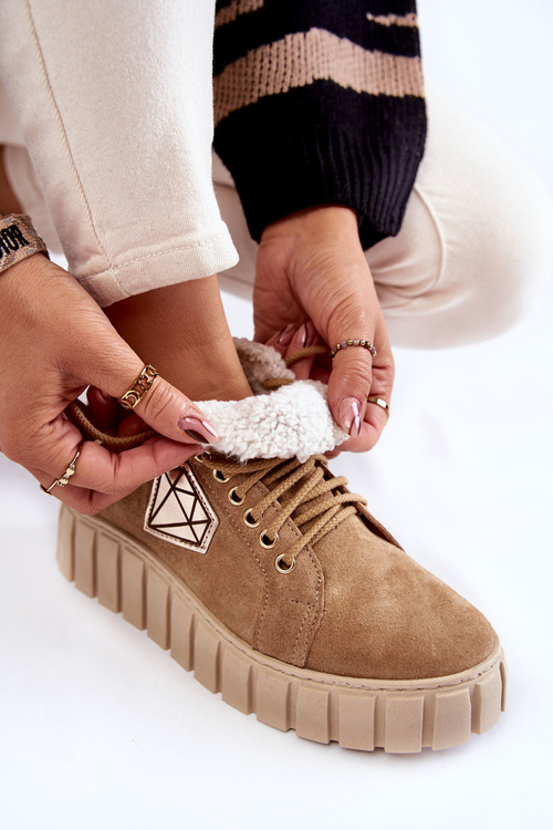 Semišové sportovní boty Vázané boty Lewski 3252/N Béžová