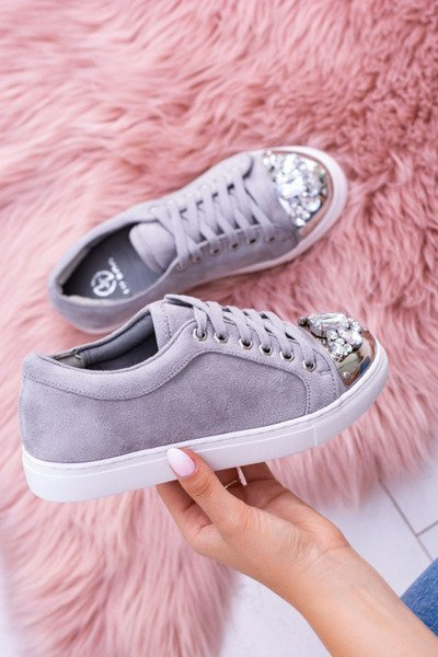 Lu Boo Gray tenisky s lesklými kryštálmi