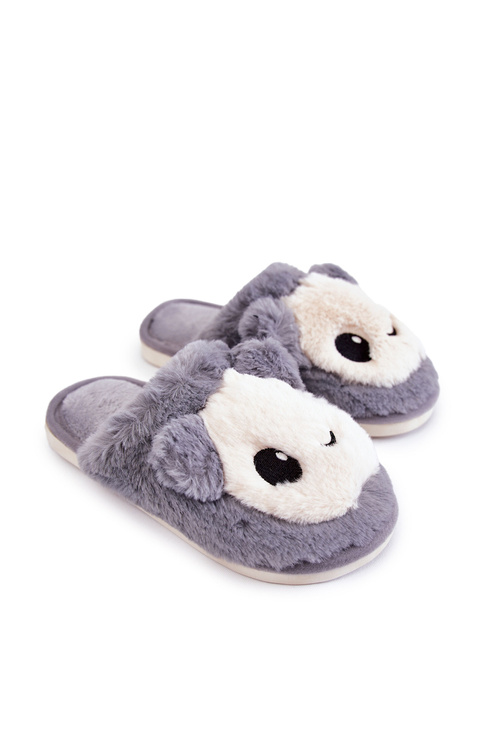 Dětské kožešinové nazouváky Šedá Alize