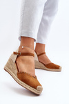 Zamšové sandály espadrilky na klíně s pletením Camel Raylin