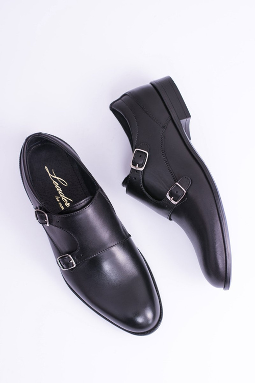 Kožené elegantní pánské boty Monk černé