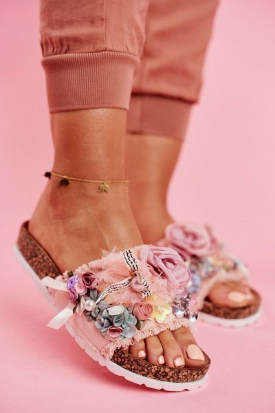 Žabky žabky s kvetmi ružová Enrissa