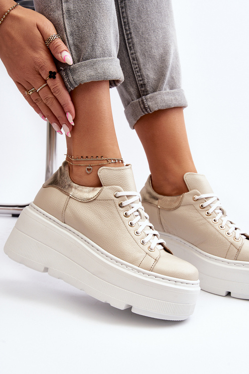 Zazoo 10165 Dámske Športové Topánky na Masívnej Platforme Bežové