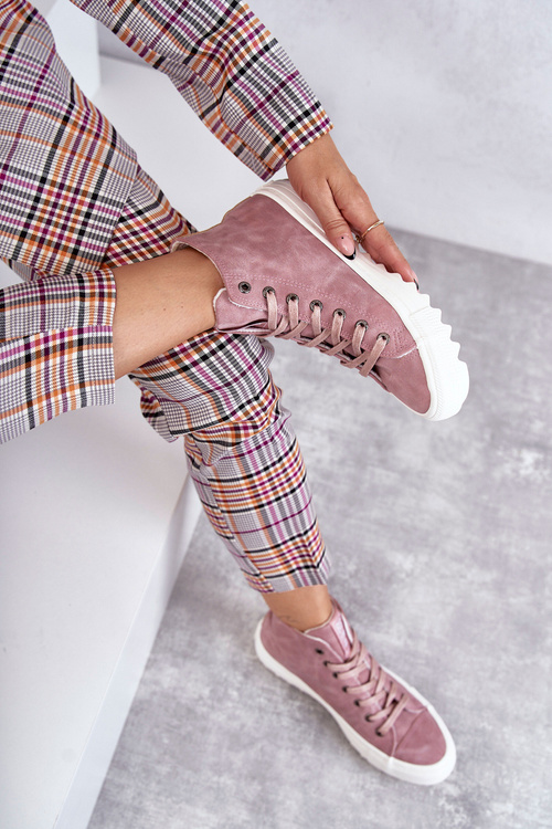 Dámske tenisky s veľkou hviezdou Vysoko izolované ružové EE274113