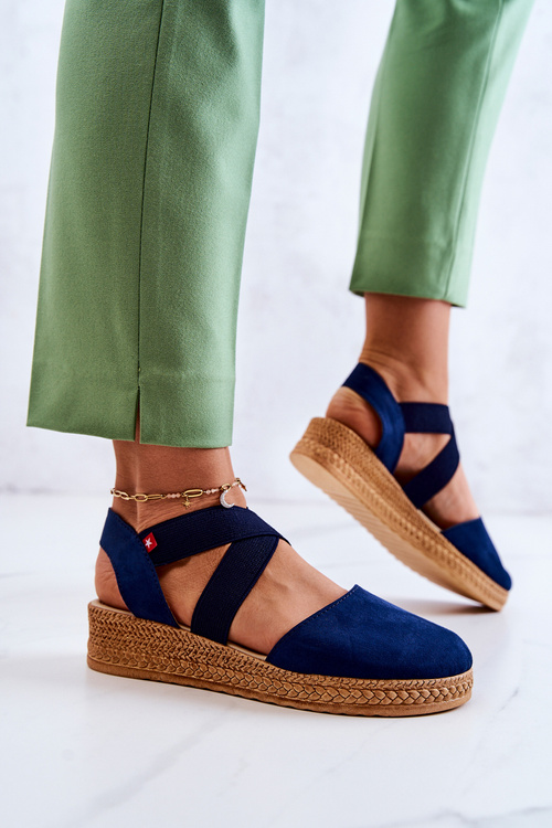 Semišove dámské espadrilky Big Star JJ276037 námořnická modrá