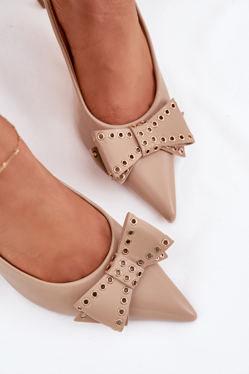 Lodičky Na Podpatku S Mašlí Béžové Folesca