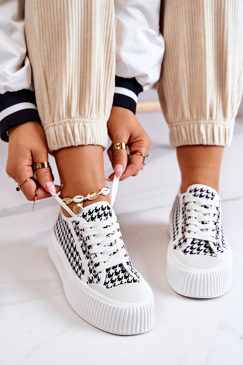 Nízké Tenisky Na Platformě Bílé A černé Mischa