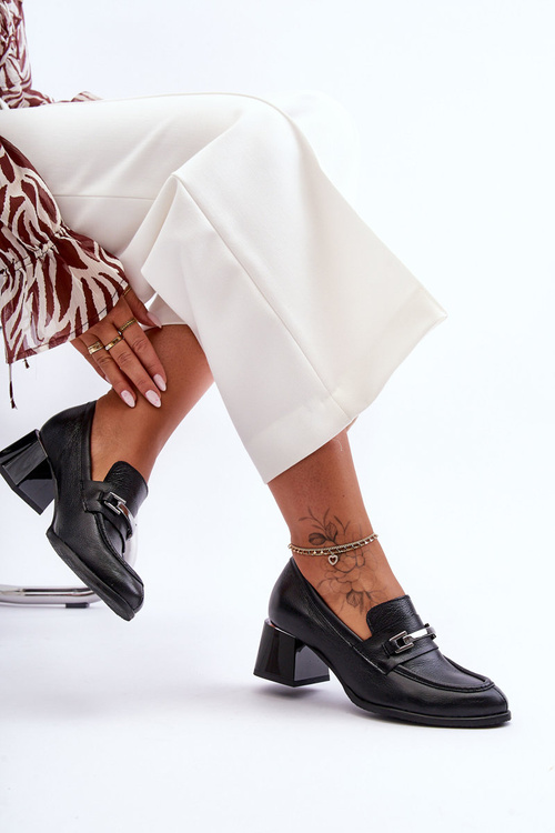 Pohodlné kožené lodičky černé Damira