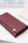 Large Women's Wine Trendy Wallet Gold Zipper