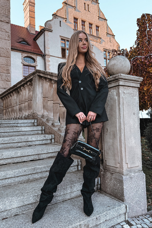 Dámske čižmy na podpätku na nôžku čierne Mavilla