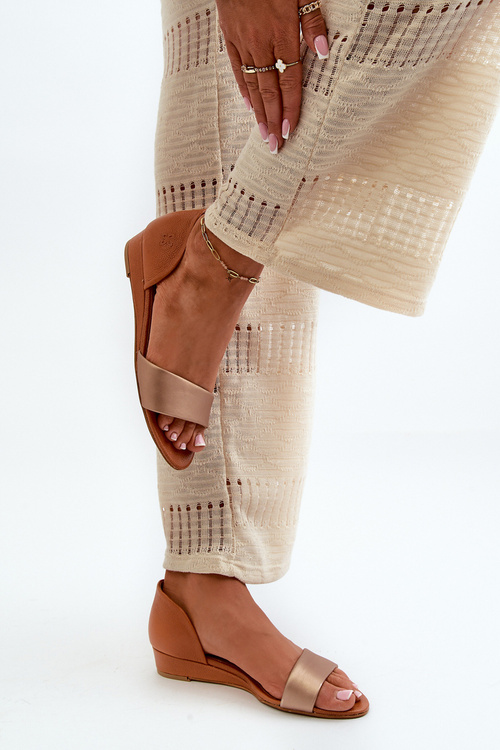 Kožené Sandále Maciejka 1971-68 Hnedo-Zlaté