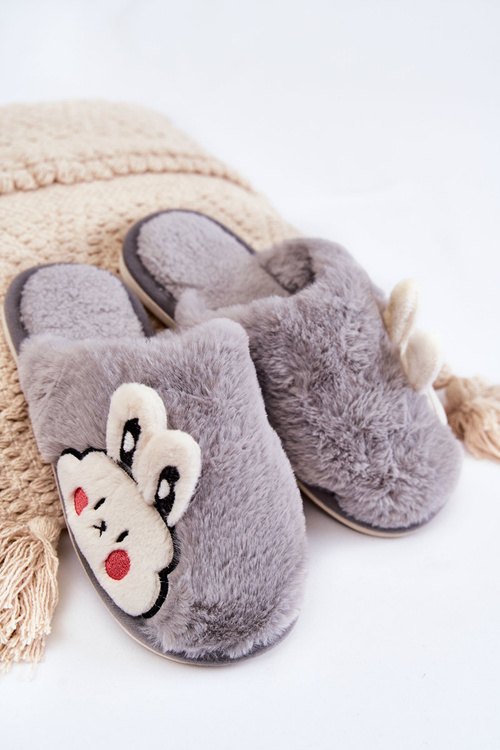 Dámska kožušina papaci s králičou šedou Trishou