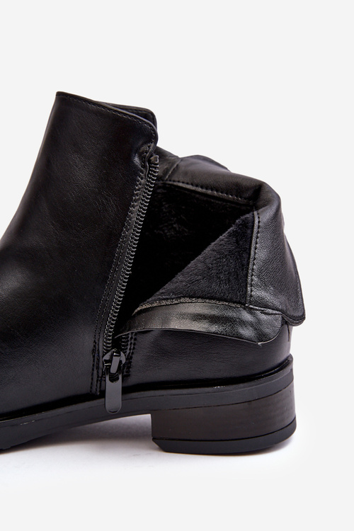 Ploché Dámské Kožené Boty Černé Vasica